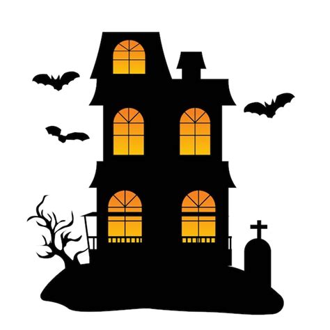 Siluetas De Halloween De La Casa Embrujada Vector Premium