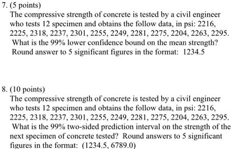 Solved Points The Compressive Strength Of Concrete Is Tested By