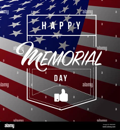 Happy Memorial Day Us Flag Line Quote Message Concept Isolated Over A