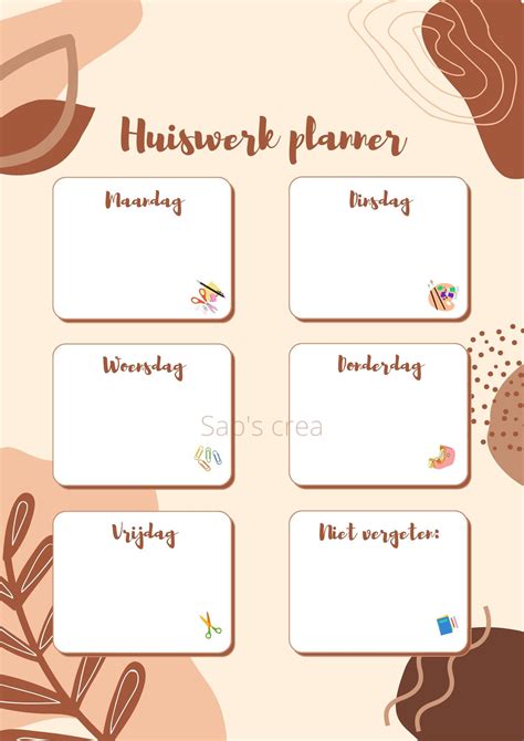 Homework Planner Etsy Nederland In Huiswerk Planner School