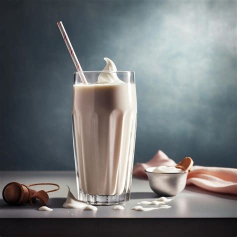 Premium Ai Image Delicious Vanilla Milkshake Served In A Tall Glass