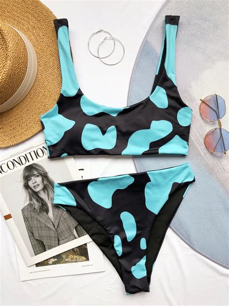 MAILLOT DE BAIN Maillot de bain deux pièces imprimé vache Sexy Bikini ensemble deux pièces