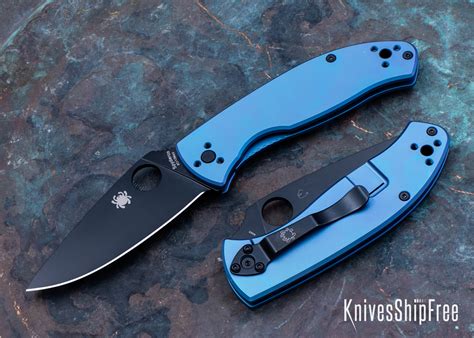 Spyderco Tenacious Blue Titanium Reeve Integral Lock Black Blade