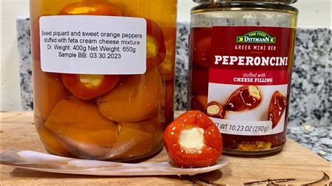 Sweet Piquant Sweet Orange Peppers Stuffed W Feta Cream Cheese And