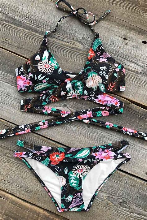 Cupshe Flowers At Night Bikini Set Bikinis Bikini Set Swimwear Sale