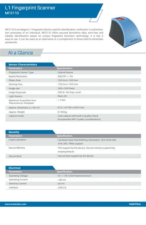 Mantra MFS110 L1 fingerprint reader is a highly secured at Rs 3600 ... 
