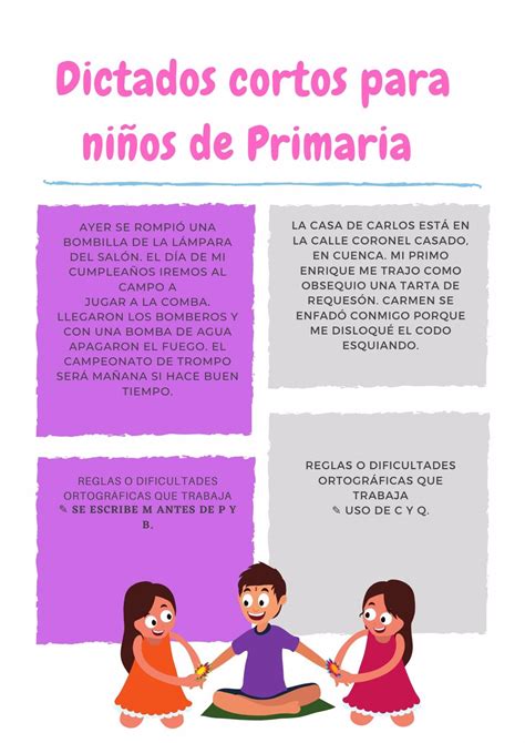 Dictados cortos y divertidos para niños de Primaria