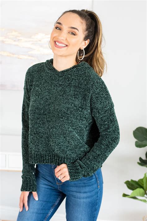 Cozy Soft Pine Green Chenille Sweater 38 The Mint Julep Boutique