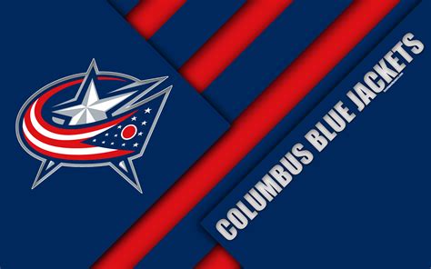 Download Wallpapers Columbus Blue Jackets 4k Material Design Logo