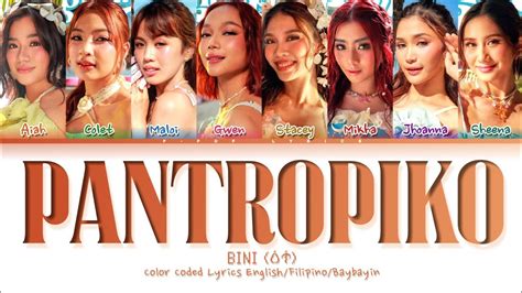 Bini Pantropiko Color Coded Lyrics English Filipino Baybayin Youtube