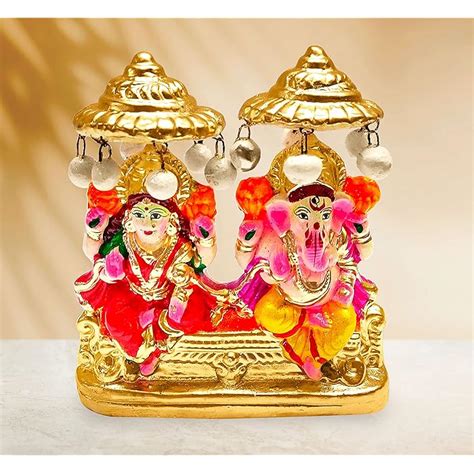 Buy Satvik Clay Lakshmi Ganesh Statue 4 5 Inch Beautiful Pair Of Lord Ganesha And Goddess Laxmi