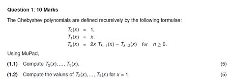 Solved The Chebyshev Polynomials Are Defined Recursively By