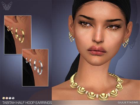 The Sims Resource Tabitah Half Hoop Earrings Set Earring Set Sims 4 Piercings Hoop Earring