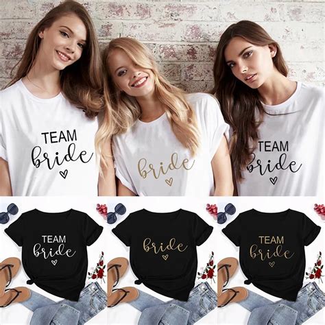 Birde The Team Bride Letters Graphic Printed Women T Shirt Bachelor Party Harajuku Casual Ladies