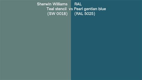 Sherwin Williams Teal Stencil Sw 0018 Vs Ral Pearl Gentian Blue Ral