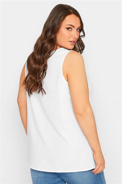 Yours Plus Size White V Neck Vest Top Yours Clothing