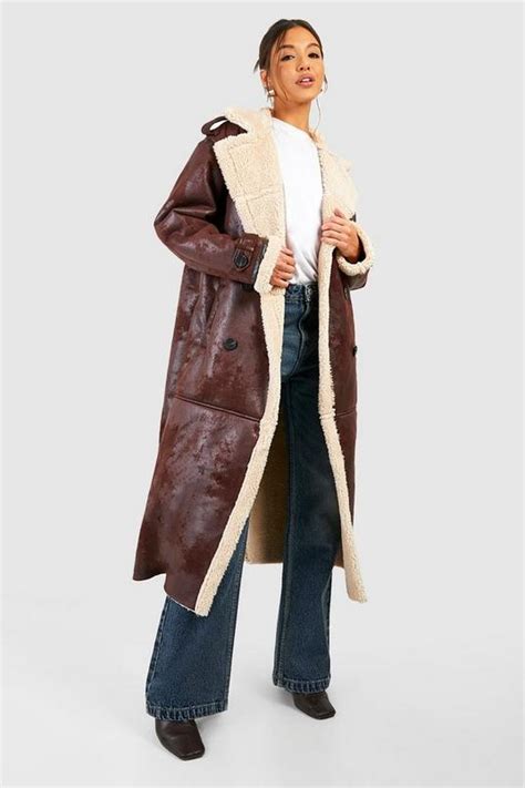 Faux Fur Longline Aviator Jacket Boohoo Uk