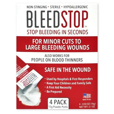 Bleedstop Powder Packs Stop Bleeding In Seconds 4 Pack 0 53 Oz