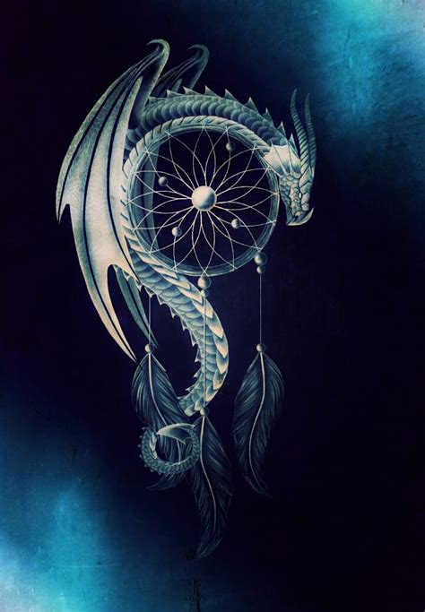 Silver Blue Dragon on a Dreamcatcher. Edited with Pixlr Express Editor Dragon Artwork Fantasy ...