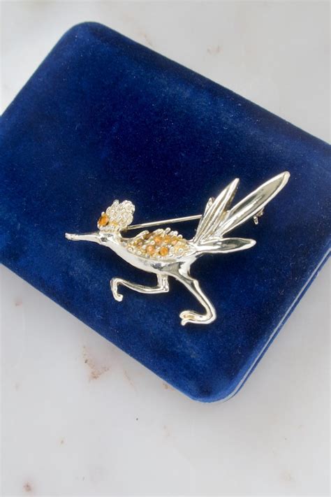 Vintage Roadrunner Brooch Gem