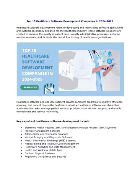 PPT Top 10 Healthcare Software Development Companies In 2024 2025