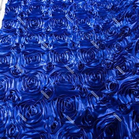 Royal Blue Satin Rosettes 3d Rose Flower Dress Fabric Oneyard