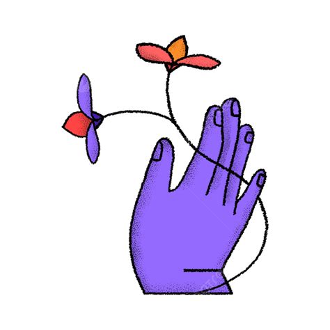 Hand Flower Blue Illustration Design Flower Hand Illustraton Png