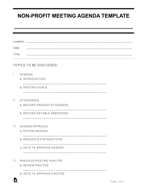 Printable Nonprofit Board Meeting Minutes Template