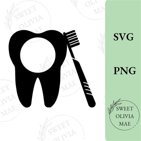 Monogram Tooth SVG PNG Dental Decal Tooth And Toothbrush Digital