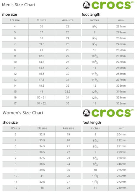 Crocs Shoe Size Chart Adult Kids Sizing Crocs 40 Off