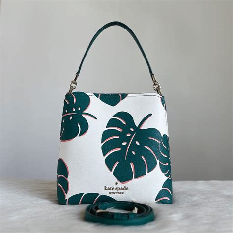 Kate Spade Leaf Pattern Bucket 2 Way Shoulder Bag Like New Luxury Trade