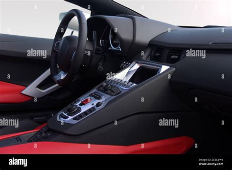 The interior of a luxury sports car Stock Photo - Alamy