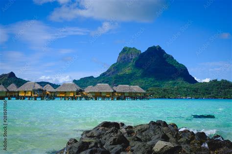 Overwater bungalows in Bora Bora Stock Photo | Adobe Stock