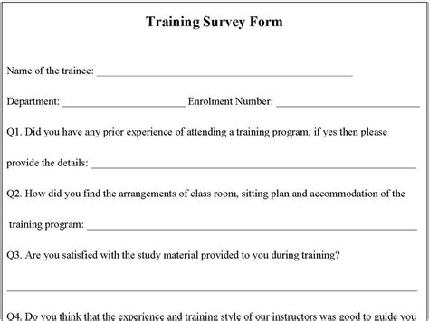 Training survey form | Editable PDF Forms