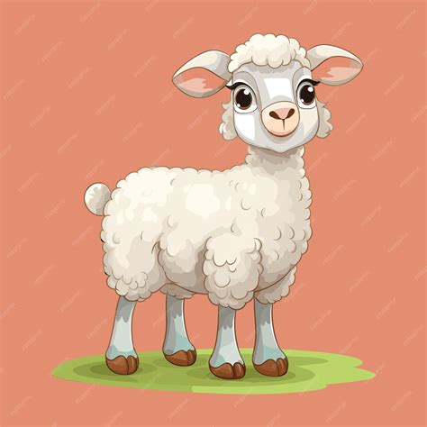 Мультфильм счастливый ягненок изолирован на белом фоне вектор | Премиум ...