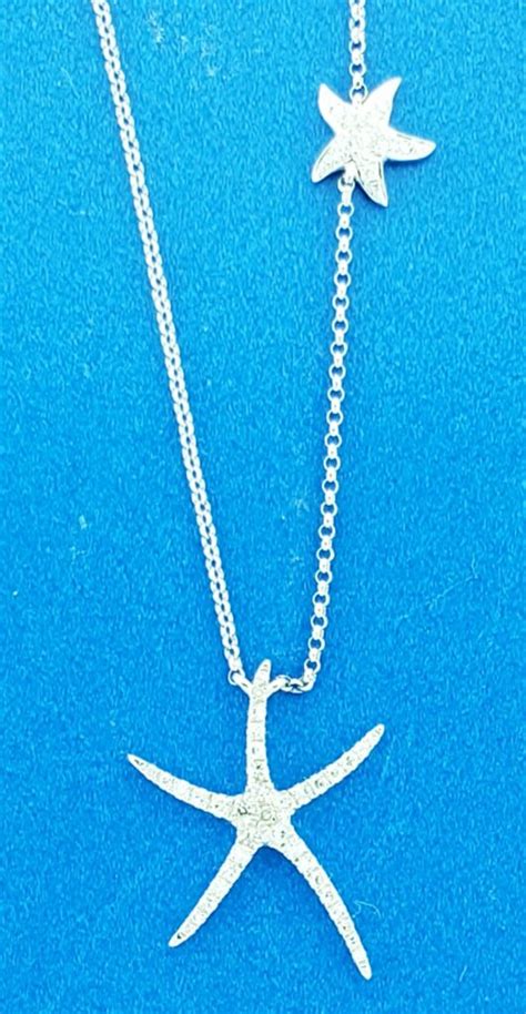 Starfish Diamond Necklace 14k White Gold Island Sun Jewelry Beach