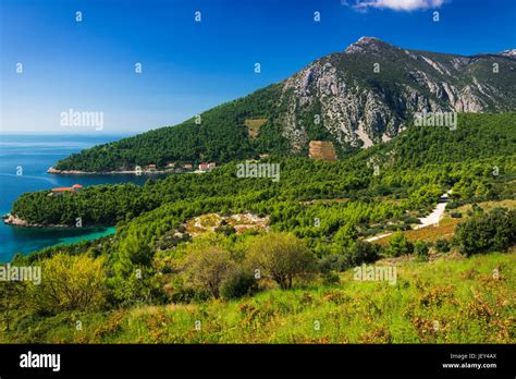 The Village Of Trstenik On The Peljesac Peninsula Above The Adriatic