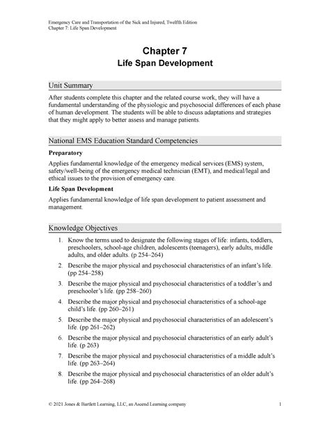 EMT Life Span Development Chapter 7 Life Span Development Chapter 7