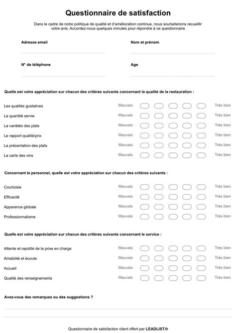 Rapport D Enquête De Satisfaction Exemple Le Meilleur Exemple