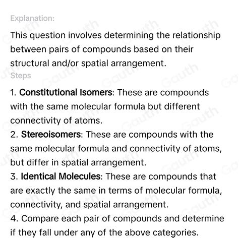 Solved Examine Each Pair Of Compounds And Classify Each Pair As