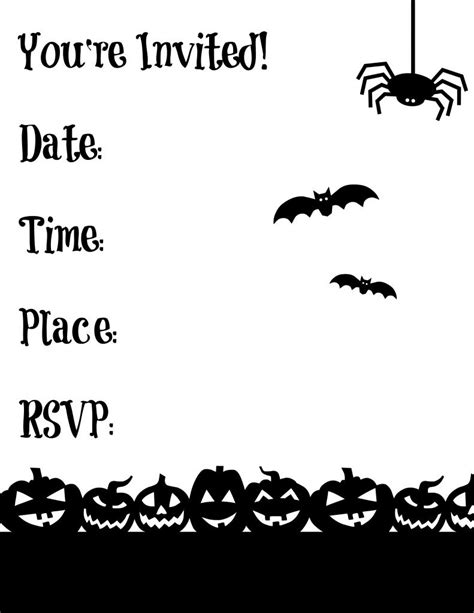 Halloween Invitations Free Printable Black And White | Free Printable