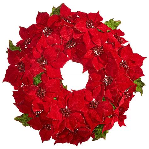 Red Poinsettia Wreath | Christmas Wreaths - TheHolidayBarn.com