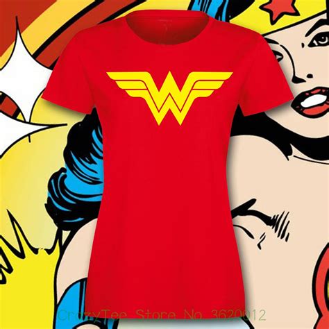 Womens Tee Wonder Woman Tshirt Ladies Fitted Super Hero Costume Party