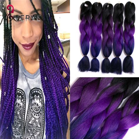 Purple Braiding Hair High Temperature Fiber Expression Braiding Hair 100g Pcs Ombre Two Tone