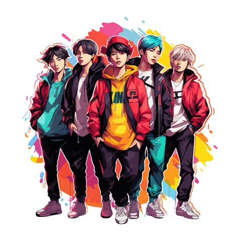 Premium Vector Kpop Bts On Stage White Background