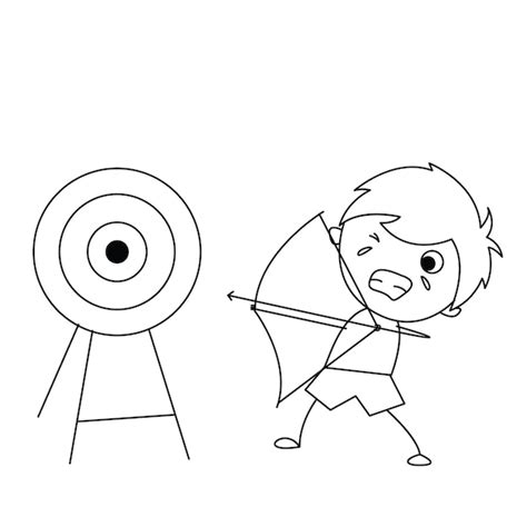 Premium Vector Cute Illustration Of A Boy Learning Archery On Target