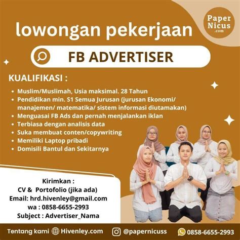 Lowongan Kerja Advertiser CS Customer Service Vidiografer Di