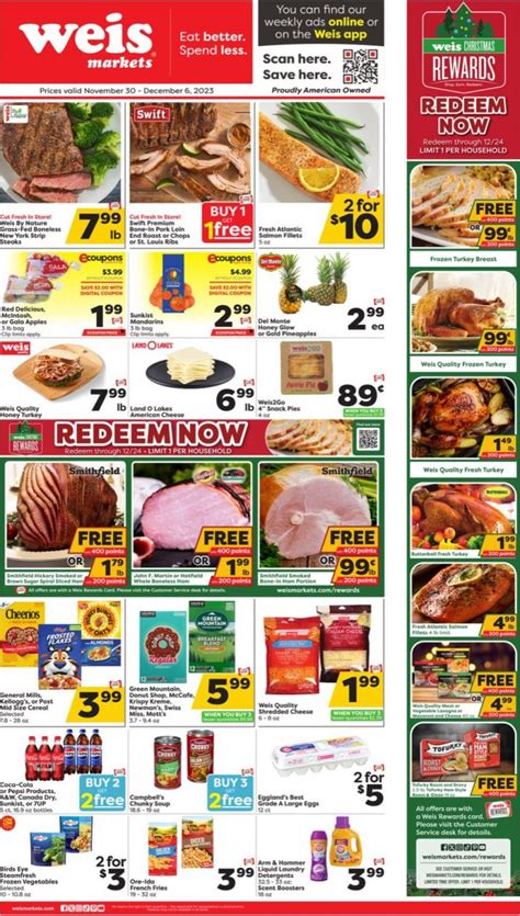 Weis Markets Weekly Ad Nov 30 Dec 06 2023