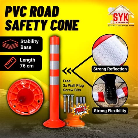 Syk Pvc Road Safety Cone Traffic Cone Flexible Pole Delineator Post