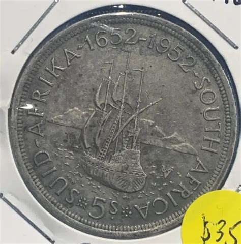 1952 SOUTH AFRICA 5 Shillings George VI Cape Town Anniversary Silver